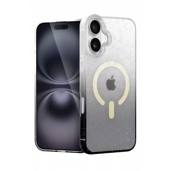 Newface Apple iPhone 16 Plus Pummel Shiny Magsafe Kapak - Siyah