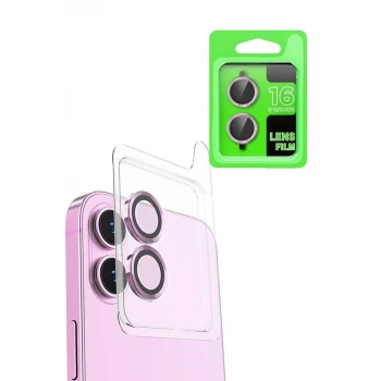 Newface Apple iPhone 16 Plus Raze Metal Kamera Lens - Pembe