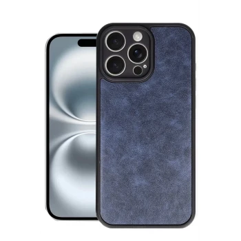 Newface Apple iPhone 16 Pro Kılıf Aras Deri Kapak - Lacivert