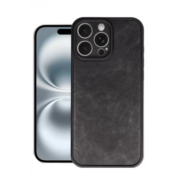 Newface Apple iPhone 16 Pro Kılıf Aras Deri Kapak - Siyah