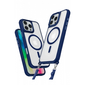 Newface Apple iPhone 16 Pro Kılıf Enka Magsafe Silikon Kılıf - Lacivert