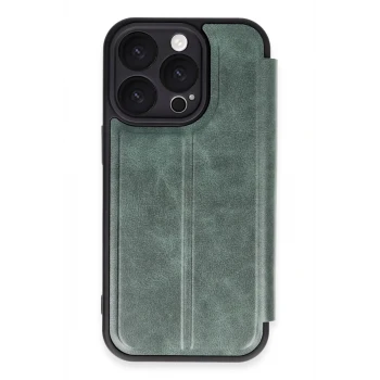 Newface Apple iPhone 16 Pro Kılıf Flip Cover - Koyu Yeşil