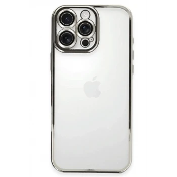 Newface Apple iPhone 16 Pro Kılıf Razer Lensli Silikon - Gümüş