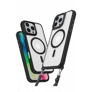 Newface Apple iPhone 16 Pro Max Kılıf Enka Magsafe Silikon Kılıf - Siyah