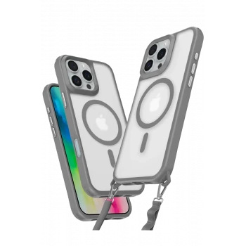 Newface Apple iPhone 16 Pro Max Kılıf Enka Magsafe Silikon Kılıf - Titan Gri