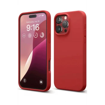 Newface Apple iPhone 16 Pro Max Kılıf Nano içi Kadife Silikon - Kırmızı