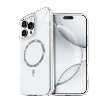 Newface Apple iPhone 16 Pro Max Live Diamond Magsafe Kapak - Şeffaf