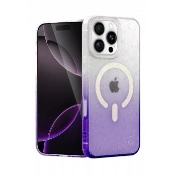 Newface Apple iPhone 16 Pro Max Pummel Shiny Magsafe Kapak - Mor