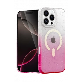 Newface Apple iPhone 16 Pro Pummel Shiny Magsafe Kapak - Pembe