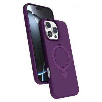 Newface Apple iPhone 16 Pro Regal Magsafe Standlı Kapak - Derin Mor