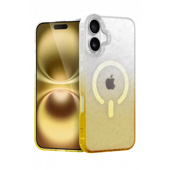 Newface Apple iPhone 16 Pummel Shiny Magsafe Kapak - Gold