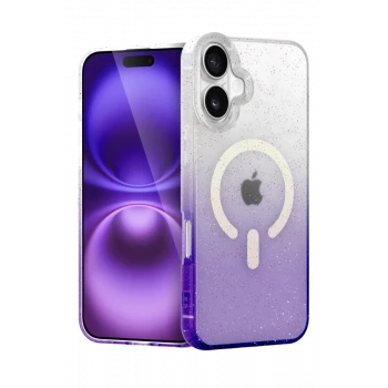 Newface Apple iPhone 16 Pummel Shiny Magsafe Kapak - Mor