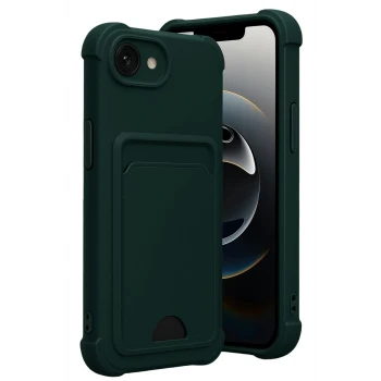 Newface Apple iPhone 16E Kelvin Kartvizitli Silikon - Koyu Yeşil