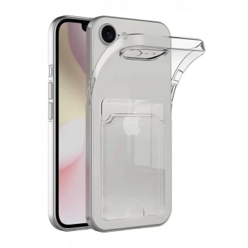 Newface Apple iPhone 16E Kılıf Kart Şeffaf Silikon - Şeffaf