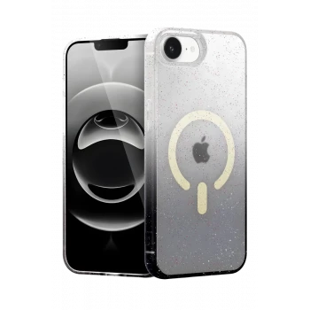 Newface Apple iPhone 16E Pummel Shiny Magsafe Kapak - Siyah