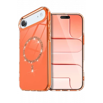 Newface Apple iPhone 17 Air Live Diamond Magsafe Kapak - Turuncu