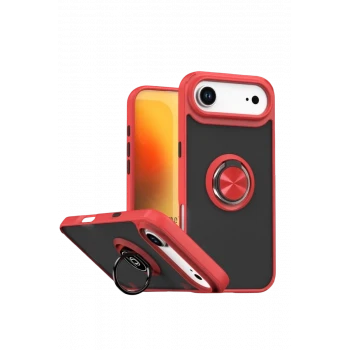 Newface Apple iPhone 17 Air Montreal Yüzüklü Silikon Kapak - Kırmızı