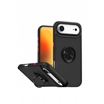 Newface Apple iPhone 17 Air Montreal Yüzüklü Silikon Kapak - Siyah