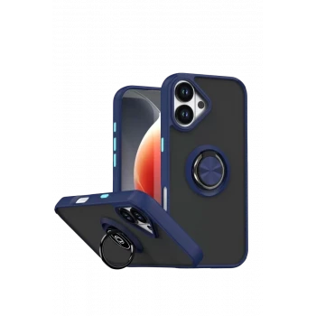 Newface Apple iPhone 17 Montreal Yüzüklü Silikon Kapak - Lacivert
