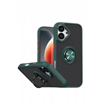Newface Apple iPhone 17 Montreal Yüzüklü Silikon Kapak - Yeşil