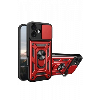 Newface Apple iPhone 17 Pars Lens Yüzüklü Silikon - Kırmızı