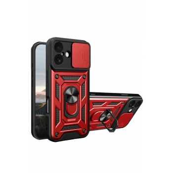 Newface Apple iPhone 17 Pars Lens Yüzüklü Silikon - Kırmızı