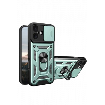 Newface Apple iPhone 17 Pars Lens Yüzüklü Silikon - Yeşil