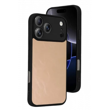 Newface Apple iPhone 17 Pro Aras Deri Kapak - Pudra