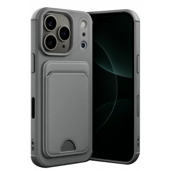 Newface Apple iPhone 17 Pro Kelvin Kartvizitli Silikon - Gri