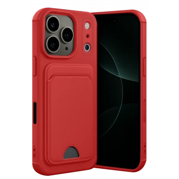 Newface Apple iPhone 17 Pro Kelvin Kartvizitli Silikon - Kırmızı