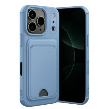 Newface Apple iPhone 17 Pro Kelvin Kartvizitli Silikon - Mavi