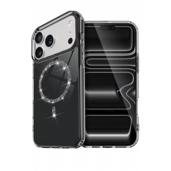Newface Apple iPhone 17 Pro Live Diamond Magsafe Kapak - Siyah