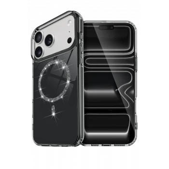Newface Apple iPhone 17 Pro Live Diamond Magsafe Kapak - Siyah