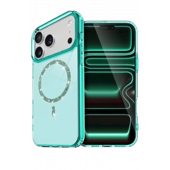 Newface Apple iPhone 17 Pro Live Diamond Magsafe Kapak - Yeşil