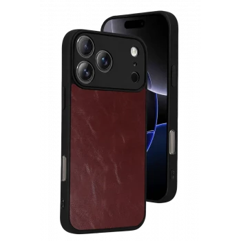 Newface Apple iPhone 17 Pro Max Aras Deri Kapak - Bordo