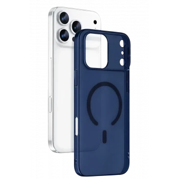 Newface Apple iPhone 17 Pro Max Combo Sert Şeffaf Magsafe Kapak - Mavi