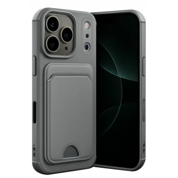 Newface Apple iPhone 17 Pro Max Kelvin Kartvizitli Silikon - Gri