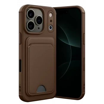 Newface Apple iPhone 17 Pro Max Kelvin Kartvizitli Silikon - Kahverengi