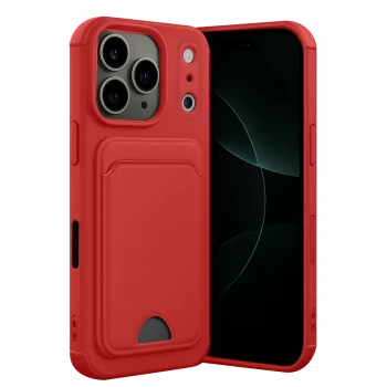 Newface Apple iPhone 17 Pro Max Kelvin Kartvizitli Silikon - Kırmızı