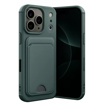 Newface Apple iPhone 17 Pro Max Kelvin Kartvizitli Silikon - Koyu Yeşil
