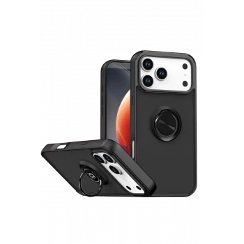 Newface Apple iPhone 17 Pro Max Montreal Yüzüklü Silikon Kapak - Siyah