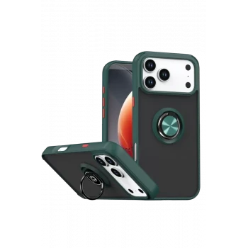 Newface Apple iPhone 17 Pro Max Montreal Yüzüklü Silikon Kapak - Yeşil