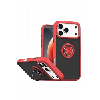 Newface Apple iPhone 17 Pro Montreal Yüzüklü Silikon Kapak - Kırmızı