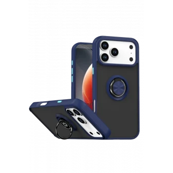 Newface Apple iPhone 17 Pro Montreal Yüzüklü Silikon Kapak - Lacivert
