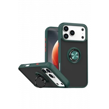 Newface Apple iPhone 17 Pro Montreal Yüzüklü Silikon Kapak - Yeşil