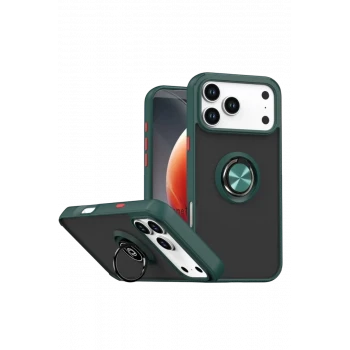 Newface Apple iPhone 17 Pro Montreal Yüzüklü Silikon Kapak - Yeşil