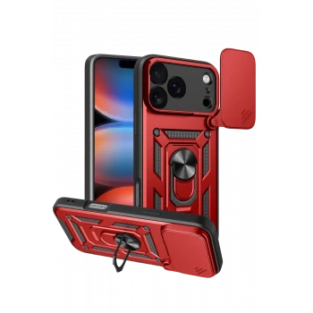 Newface Apple iPhone 17 Pro Pars Lens Yüzüklü Silikon - Kırmızı