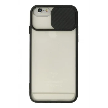 Newface Apple iPhone 6 Plus Kılıf Palm Buzlu Kamera Sürgülü Silikon - Siyah