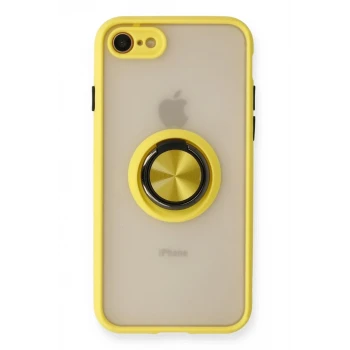 Newface Apple iPhone 7 Kılıf Montreal Yüzüklü Silikon Kapak - Sarı