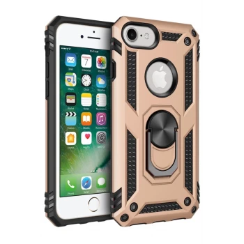 Newface Apple iPhone 7 Kılıf Sofya Yüzüklü Silikon Kapak - Gold